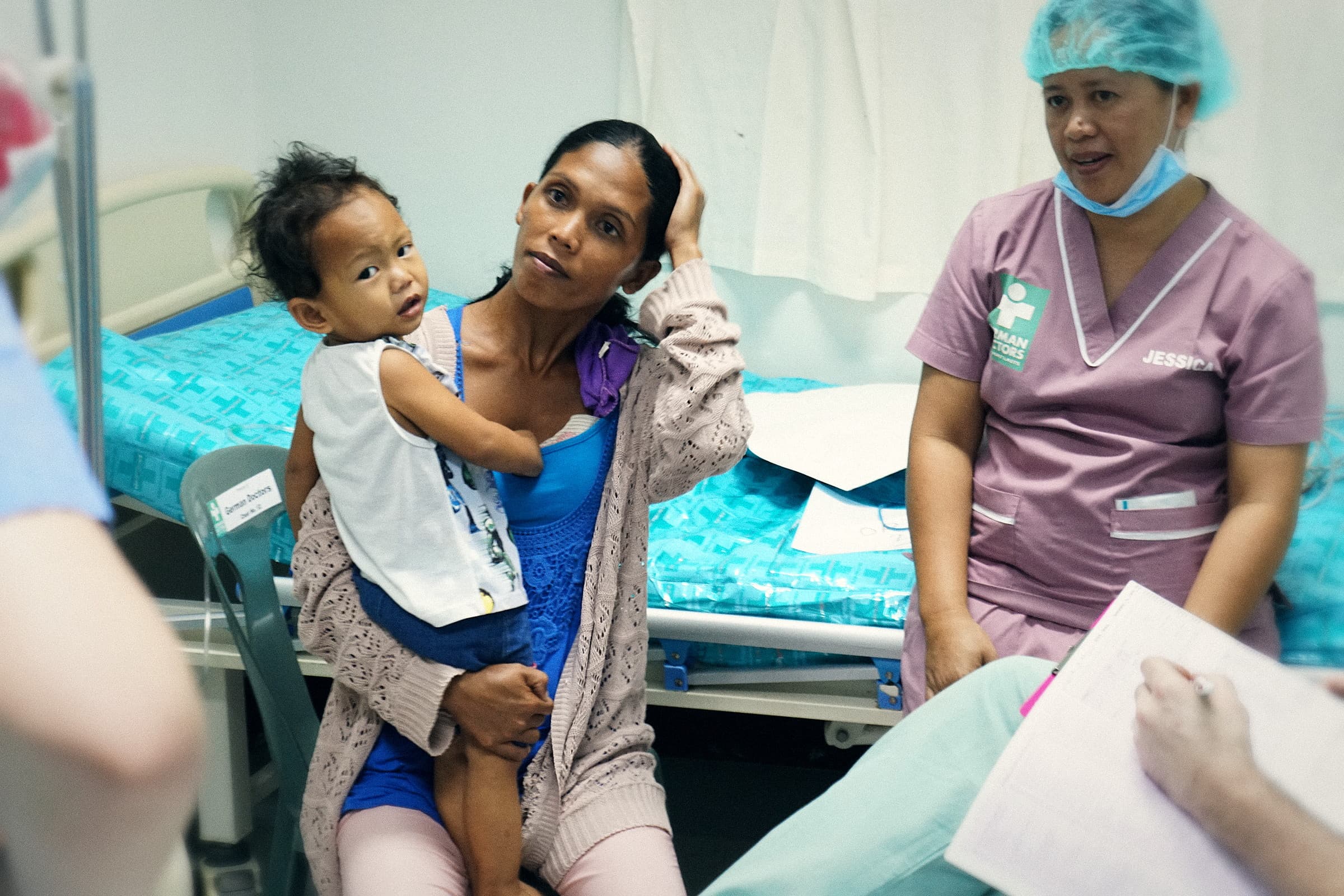 Medical team in conversation during a mission