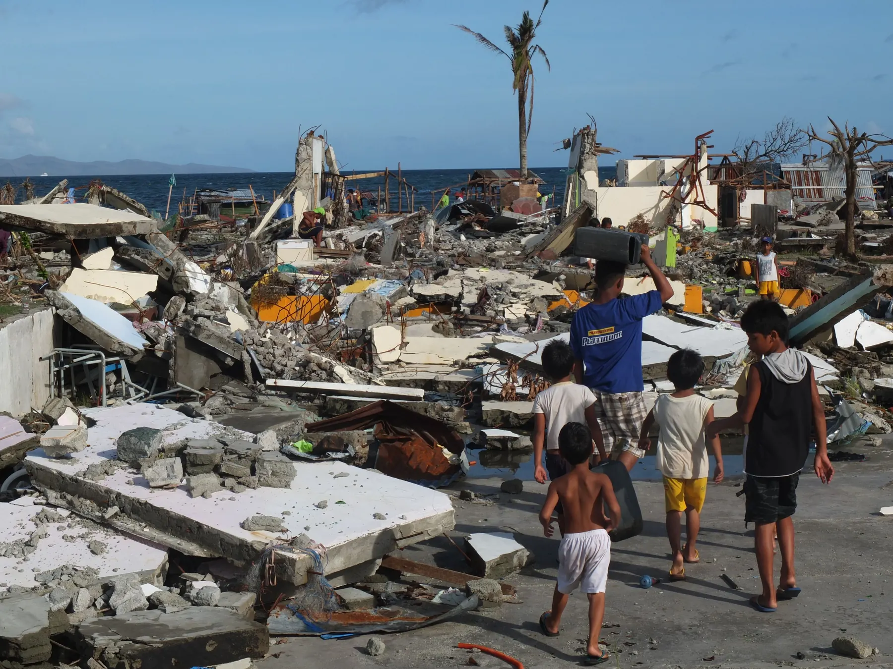 Destruction on the coast of Leyte after Typhoon Haiyan